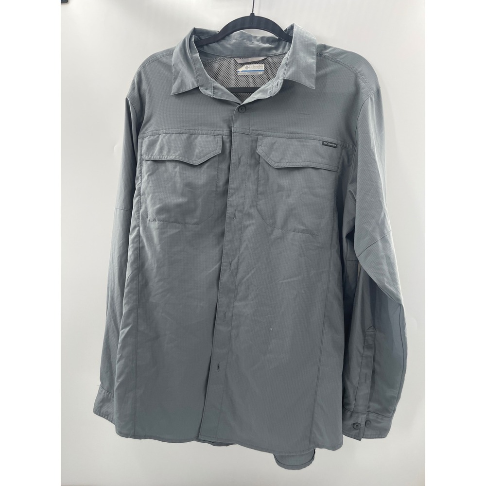 Columbia Mens Silver Ridge Lite Long Sleeve Hiking Shirt Gray Medium 2282